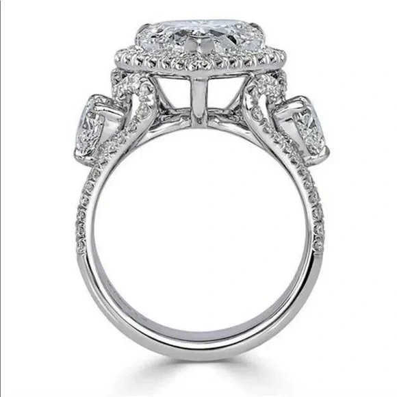 New 925 Silver Fashion Romantic Heart Diamond Ring - Picture 4 of 5